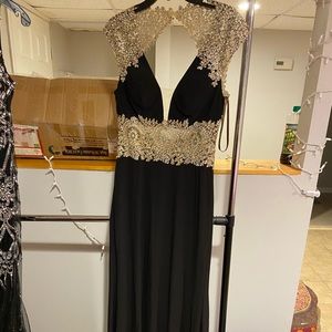 Black and gold party dress